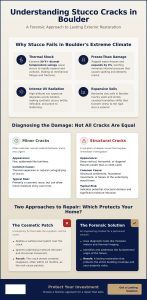 Forensic Stucco Crack Repair in Boulder: Addressing the Root Cause of Exterior Failure