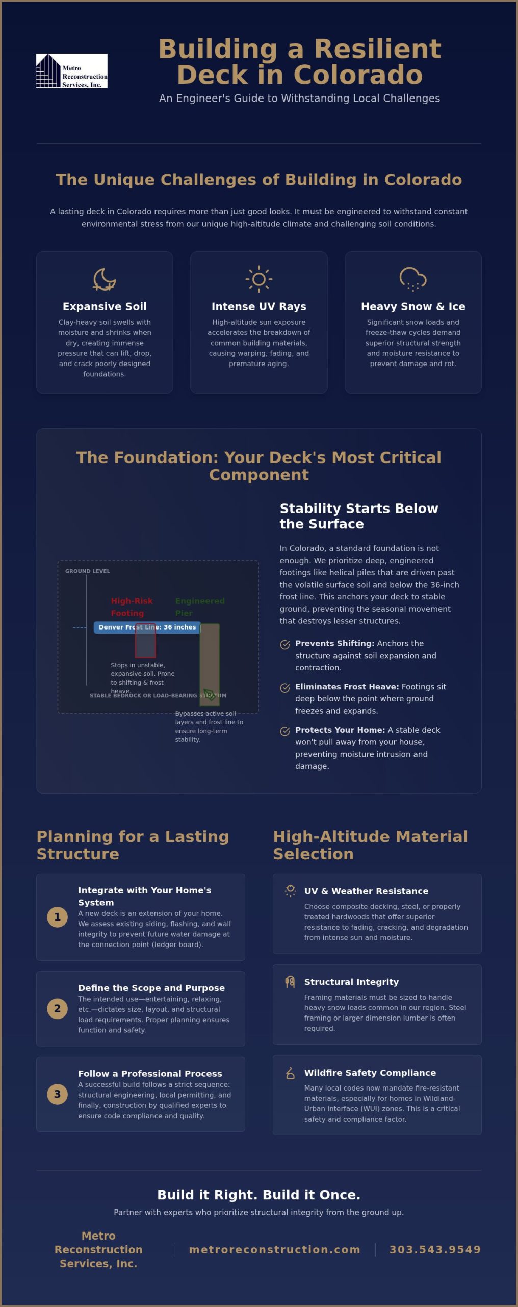 Build a New Deck in Denver The Ultimate Homeowners Guide - Infographic | Colorado's Reconstrction & Remodel Experts Build a New Deck in Denver: The Ultimate Homeowner's Guide