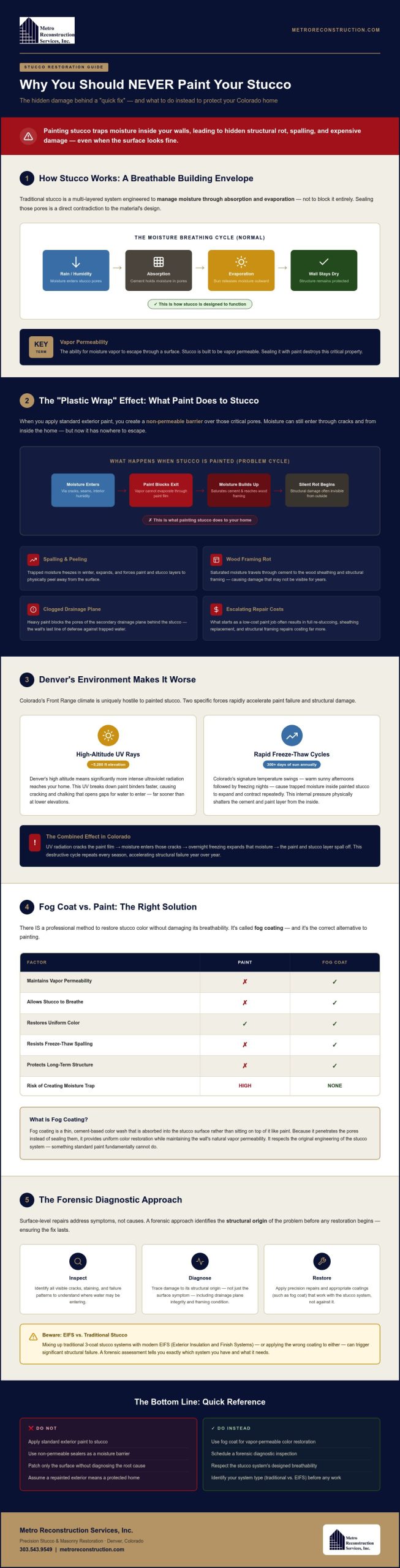 Why Painting Stucco Is a Risk for Your Denver Area Home - Infographic | Colorado's Reconstrction & Remodel Experts Why Painting Stucco Is a Risk for Your Denver Area Home