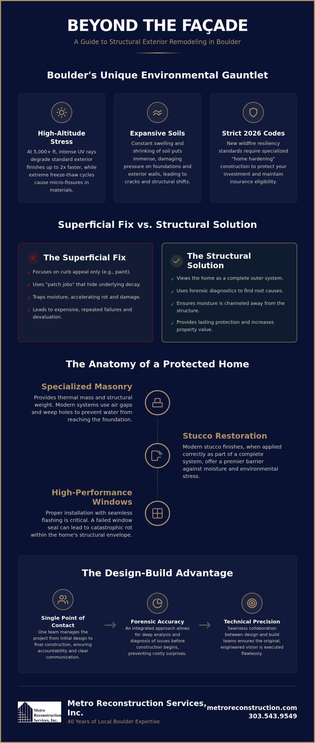 Choosing the Right Exterior Remodel Contractor in Boulder A Guide to Structural Integrity - Infographic | Colorado's Colorado's Exterior Remodeling & Building Envelope Specialists Choosing the Right Exterior Remodel Contractor in Boulder: A Guide to Structural Integrity