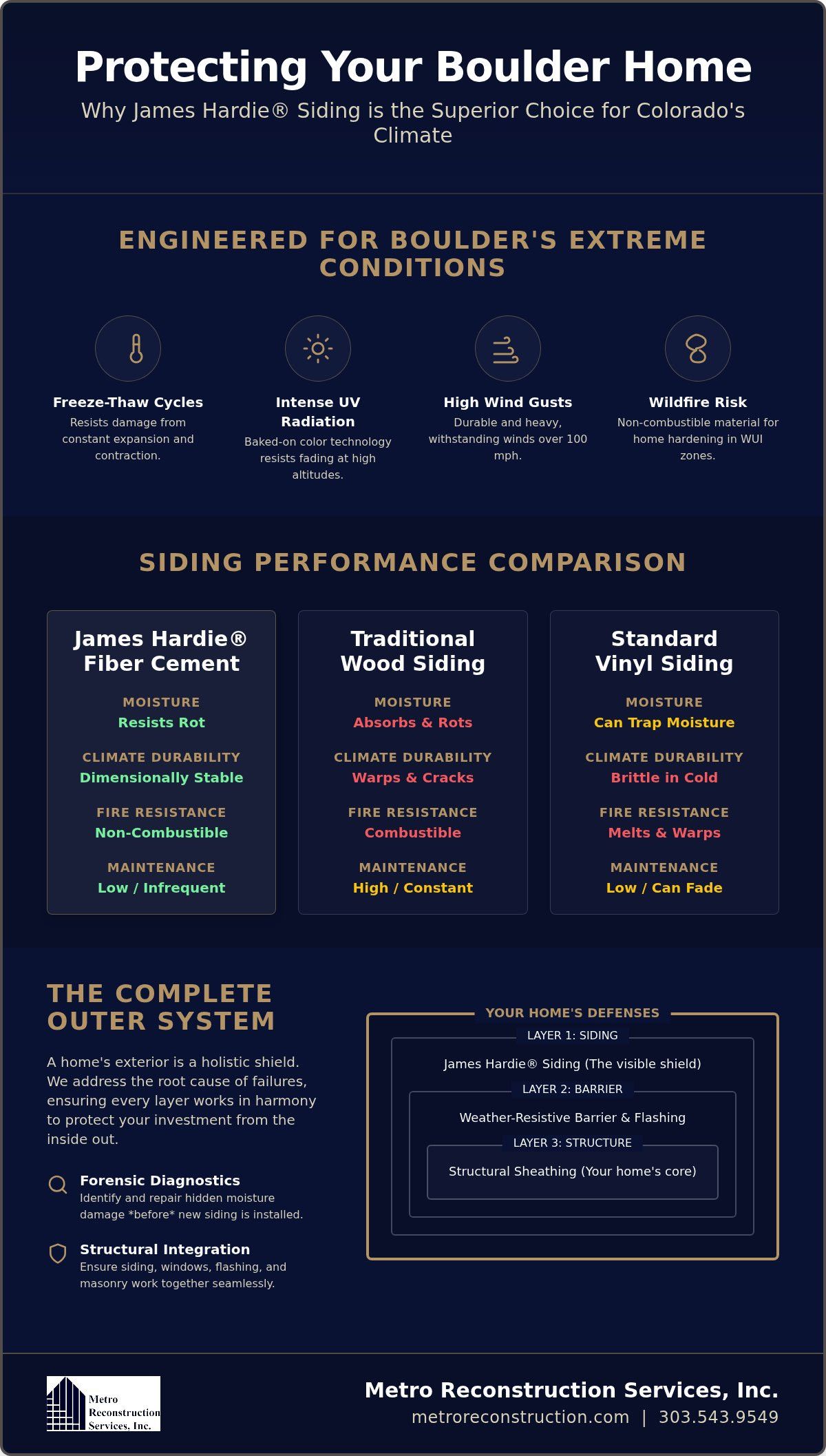 James Hardie Siding Contractor in Boulder A Specialists Guide to Home Preservation - Infographic | Colorado's Colorado's Exterior Remodeling & Building Envelope Specialists James Hardie Siding Contractor in Boulder: A Specialist’s Guide to Home Preservation