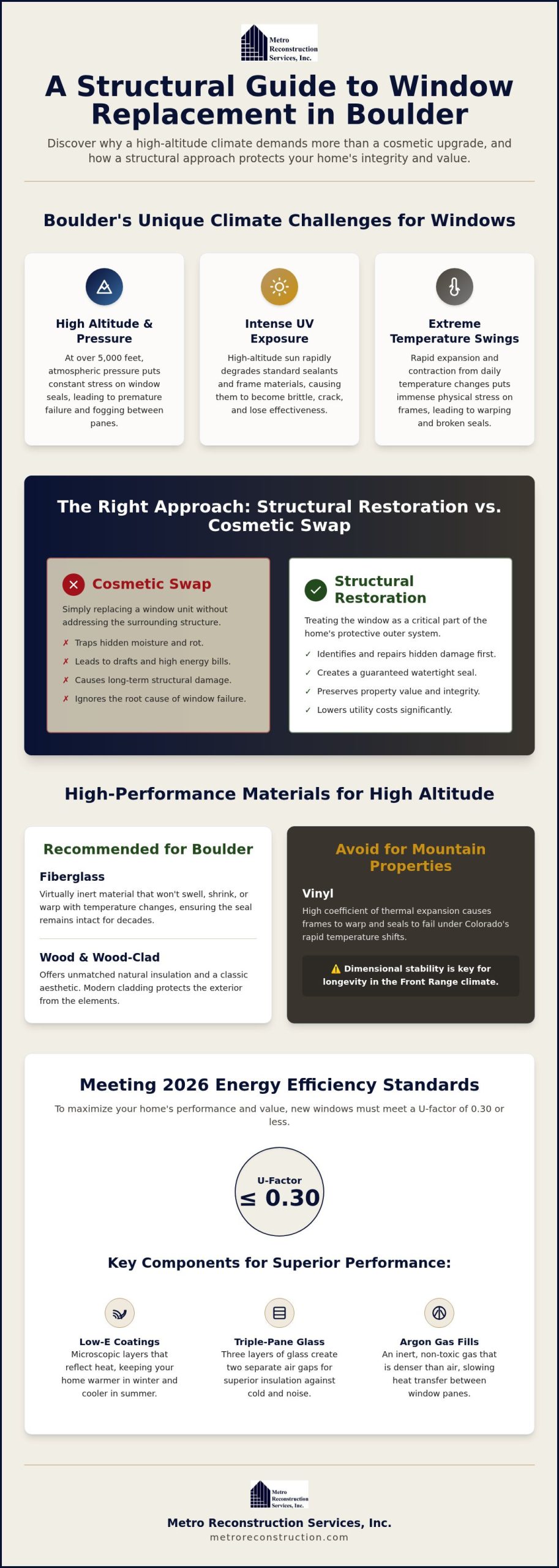Window Replacement Boulder A Professional Guide to Structural Performance 2026 - Infographic | Colorado's Colorado's Exterior Remodeling & Building Envelope Specialists Window Replacement Boulder: A Professional Guide to Structural Performance (2026)