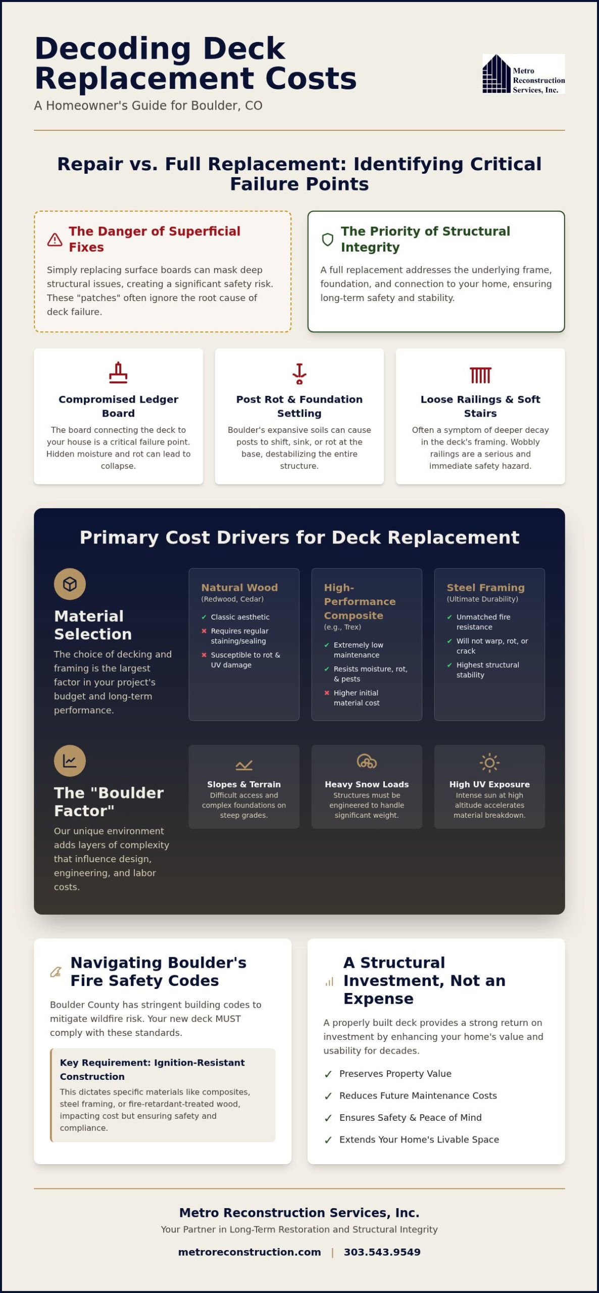 Deck Replacement Cost in Boulder: A 2026 Guide to Structural Investment