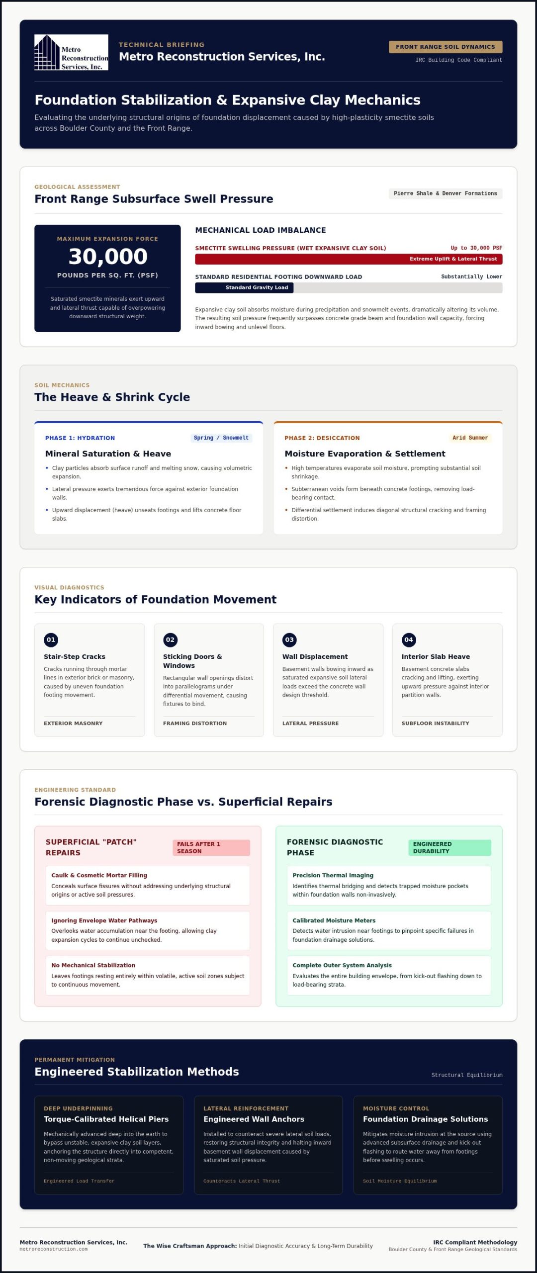 Foundation Stabilization in Boulder A Forensic Approach to Structural Integrity - Infographic | Colorado's Colorado's Exterior Remodeling & Building Envelope Specialists Foundation Stabilization in Boulder: A Forensic Approach to Structural Integrity
